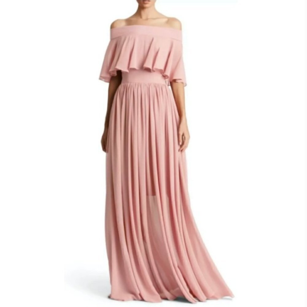 Dress The Population Bridal Violet‎ Ruffle Dress in Blush sz S